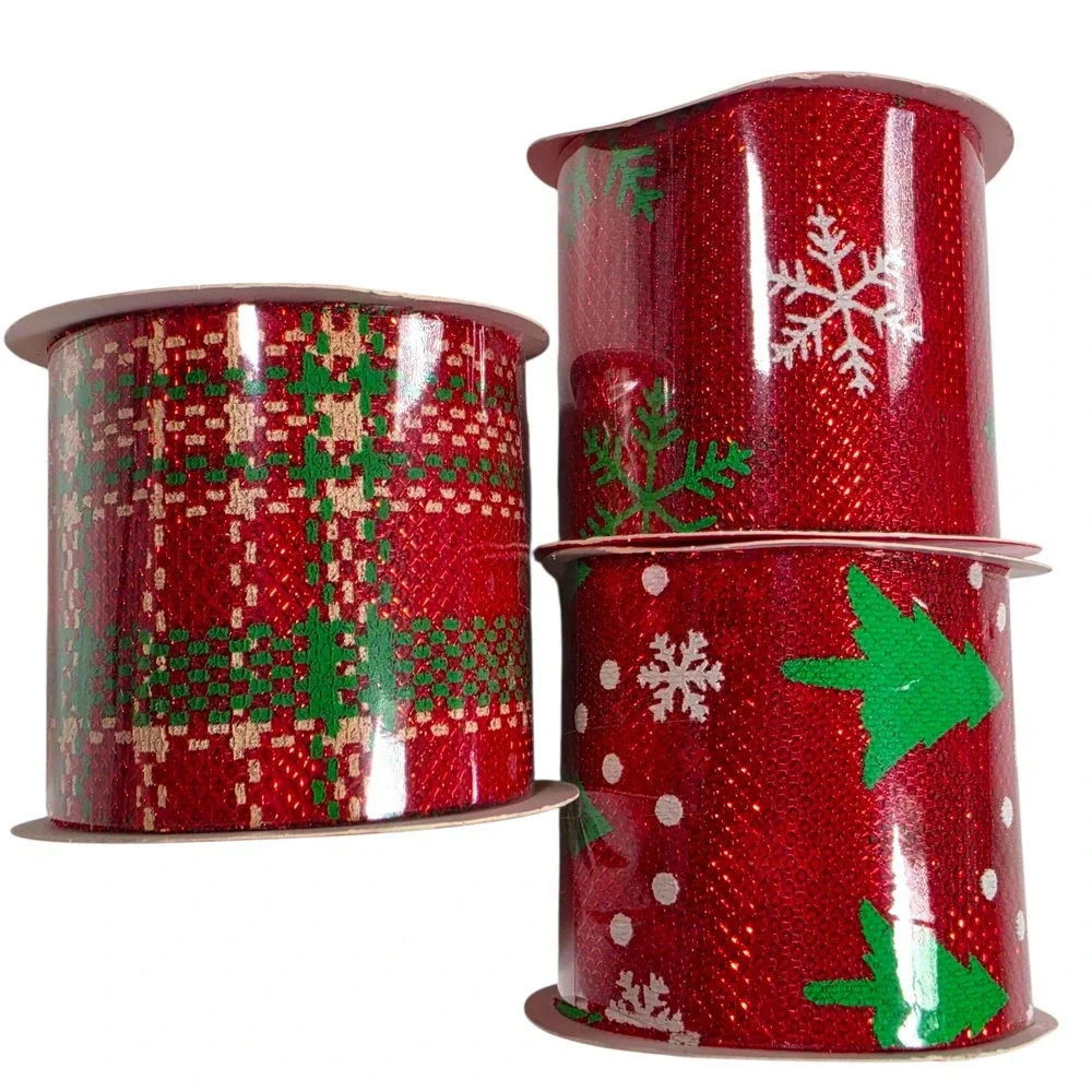 Christmas Unwired Ribbon Lot 19 Spools 88 Yds Holiday Gift Wrap Crafts Scrapbook